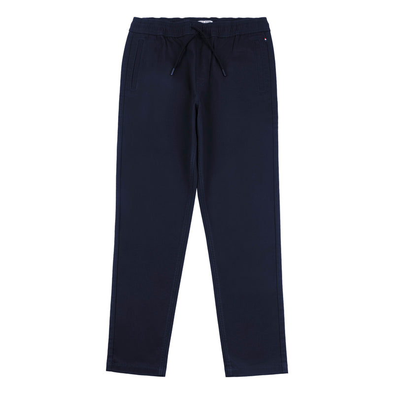 Mens Drawstring Waist Casual Trousers in Navy Blue