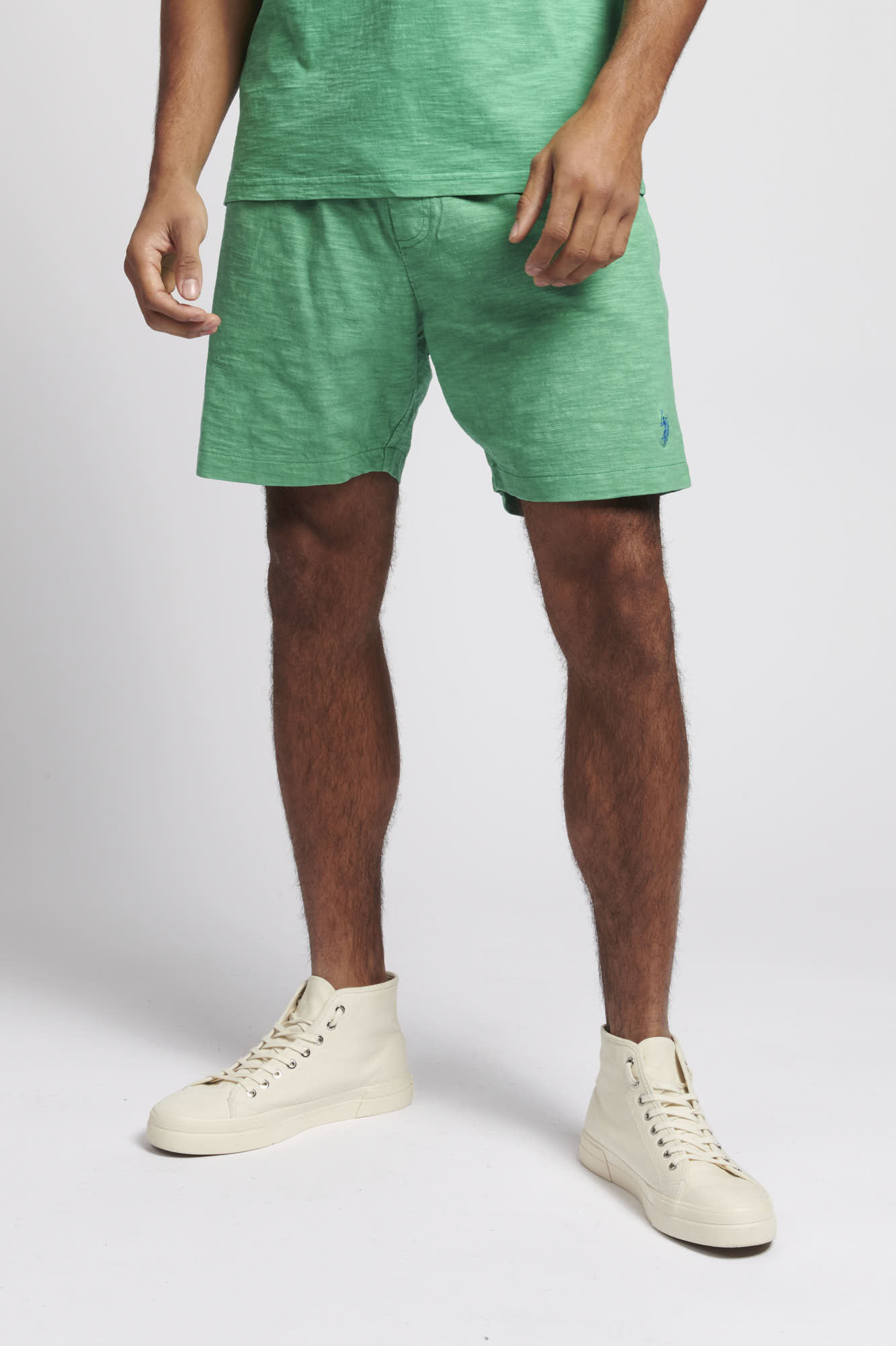 Mens Garment Dye Sweat Shorts in Golf Green