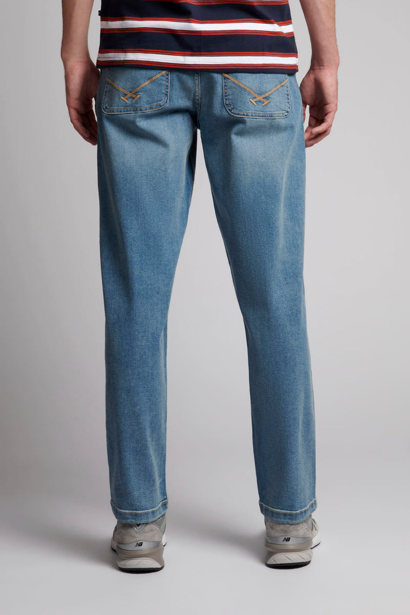 Mens 5 Pocket Loose Fit Denim Jeans in Mid Wash