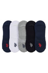 5 Pack Invisible Socks in Navy Blazer / Haute Red