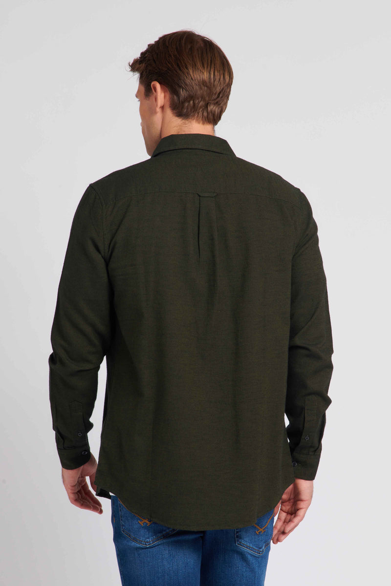 Mens Brushed Dobby Shirt in Forest Night