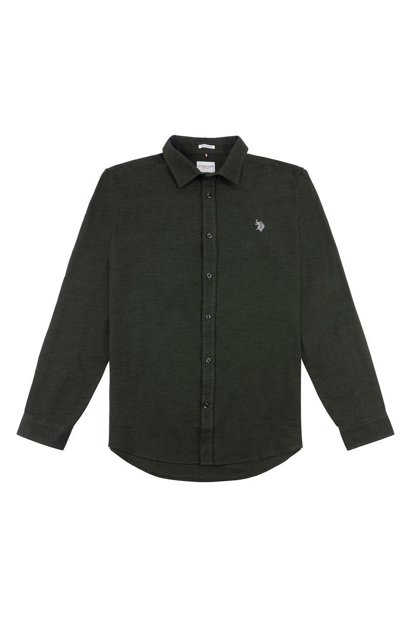 Mens Brushed Dobby Shirt in Forest Night