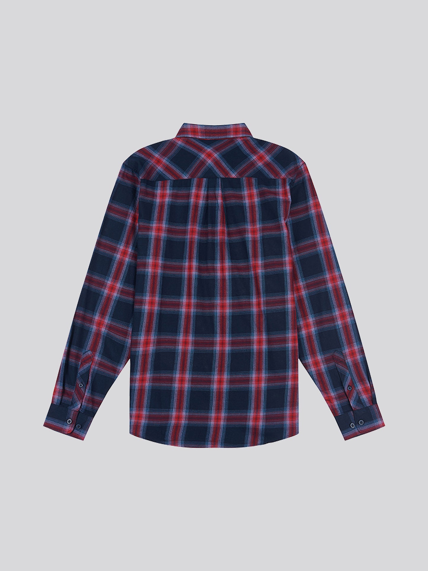 Mens Peached Check Poplin Shirt in Navy Blue