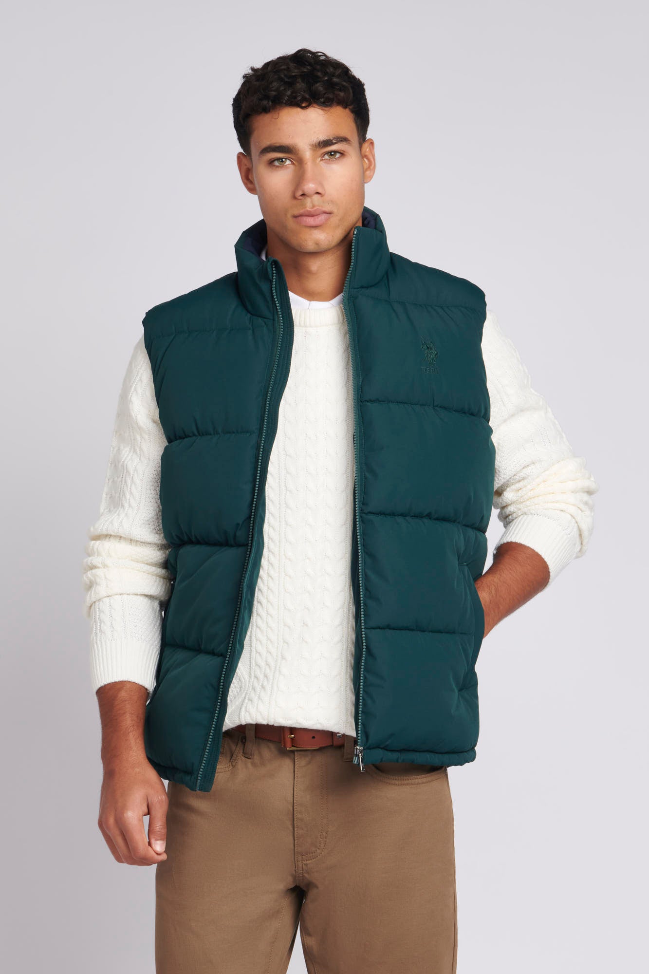 Mens Thick Quilted Gilet in Ponderosa Pine