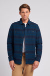 Mens Ombre Brushed Stripe Overshirt in Navy Blue