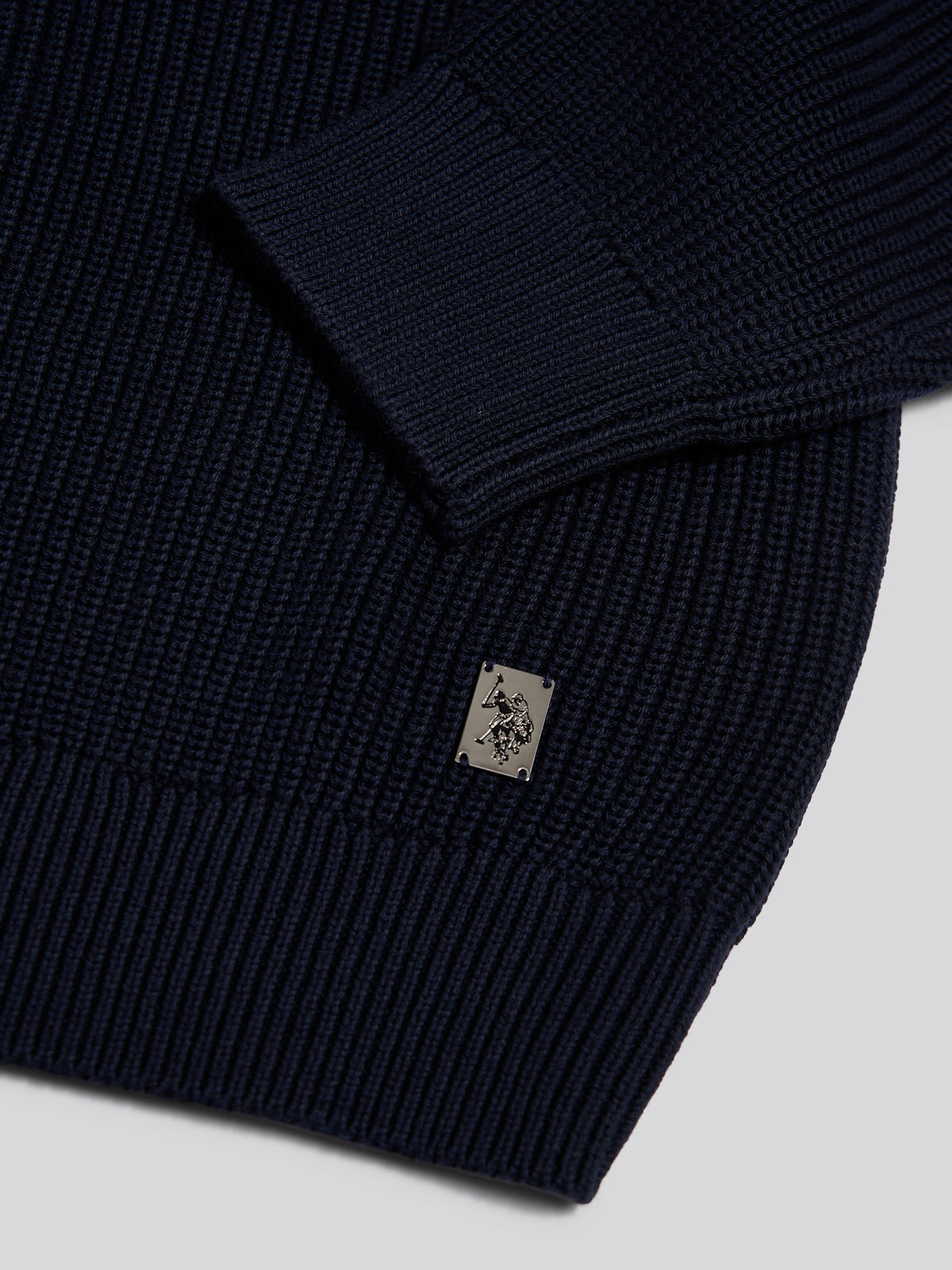 Mens Textured Raglan Crew Neck Jumper Dark Sapphire Navy