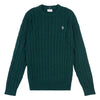 Mens Cable Knit Crew Neck Jumper in Ponderosa Pine