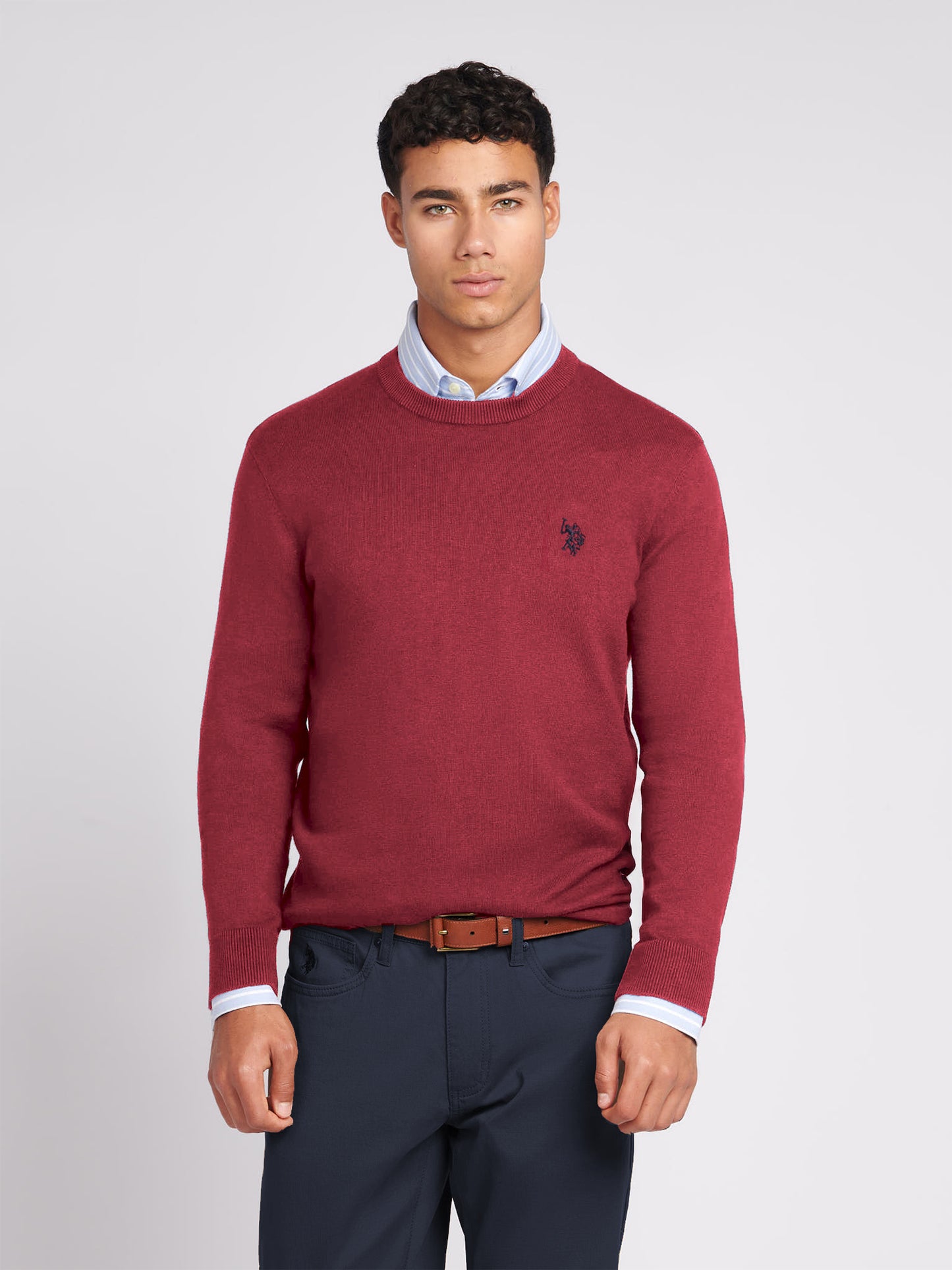 Mens Cotton Crewneck in Tibetan Red