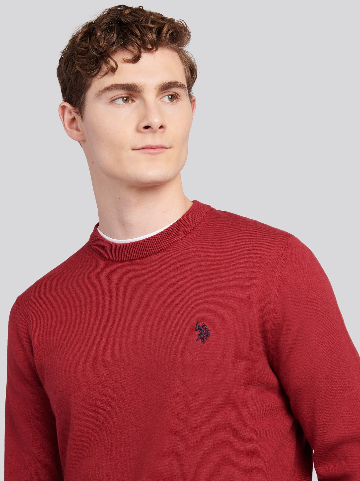 Mens Cotton Crewneck in Tibetan Red