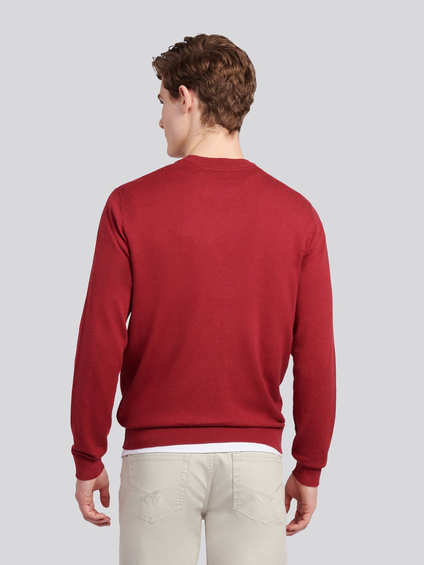 Mens Cotton Crewneck in Tibetan Red