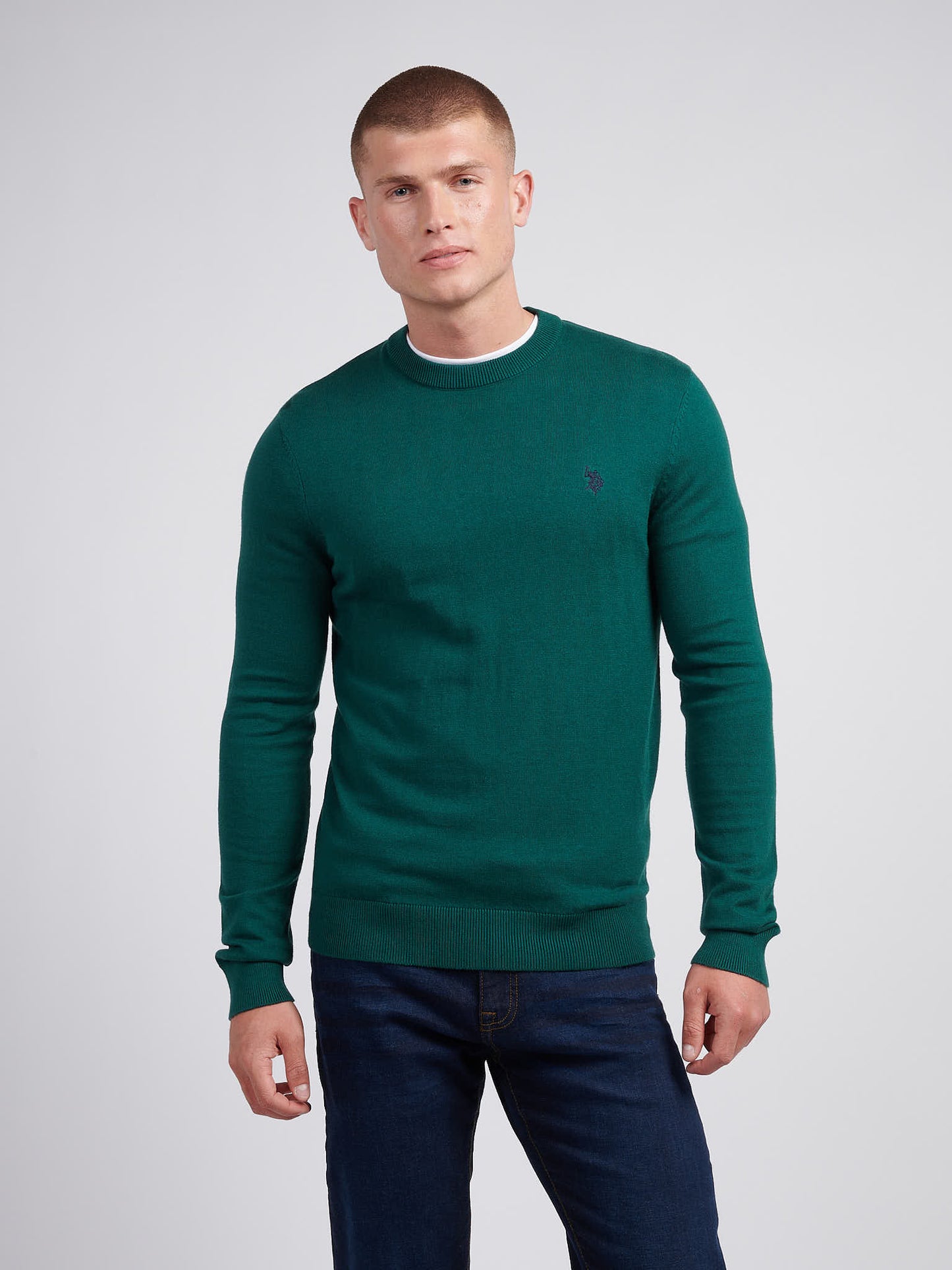 Mens Cotton Crewneck in Rain Forest
