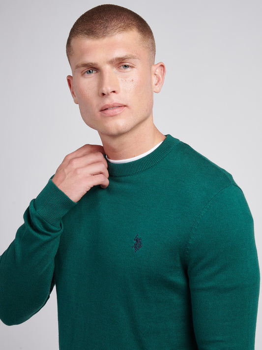 Mens Cotton Crewneck in Rain Forest