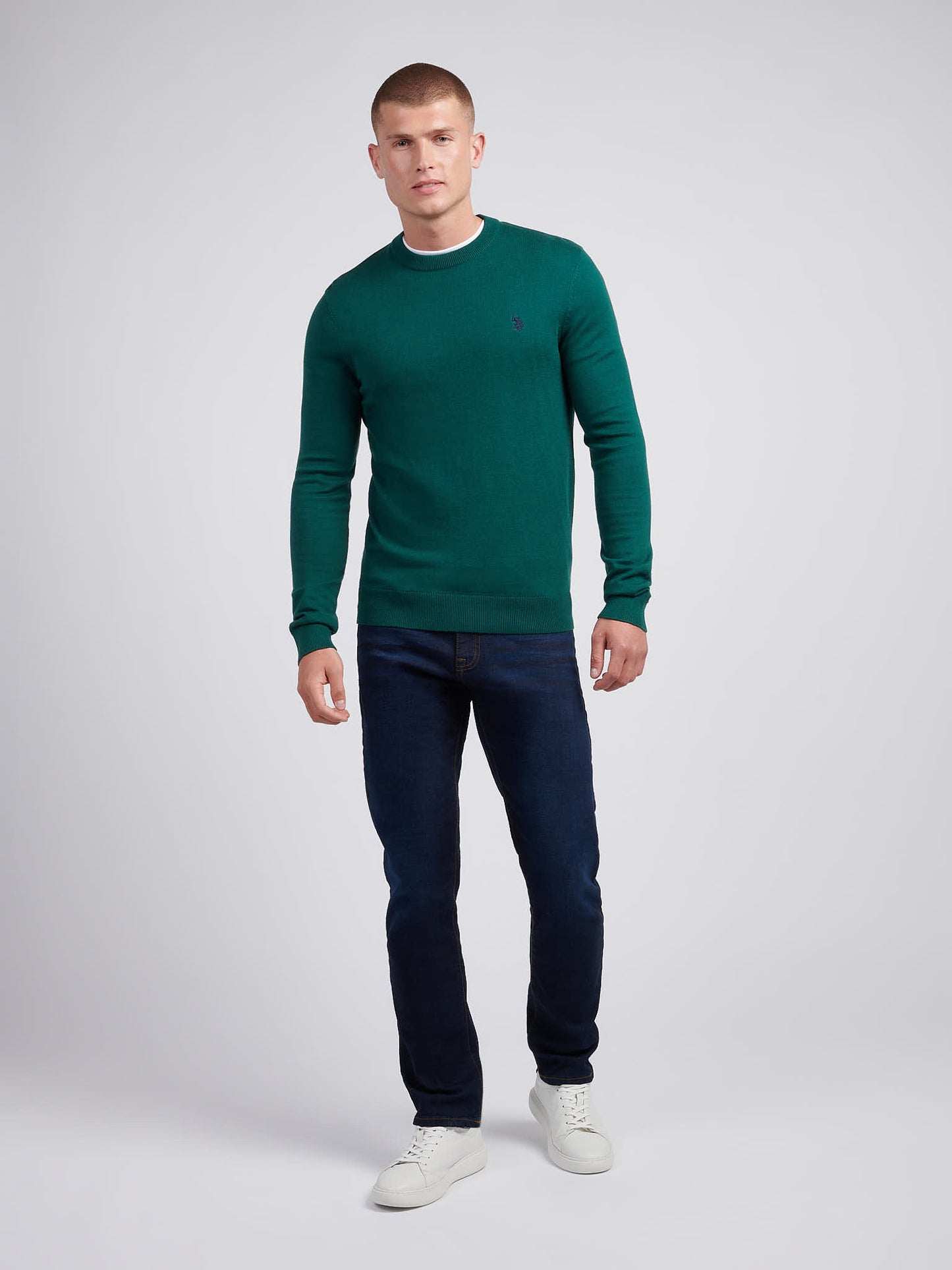 Mens Cotton Crewneck in Rain Forest
