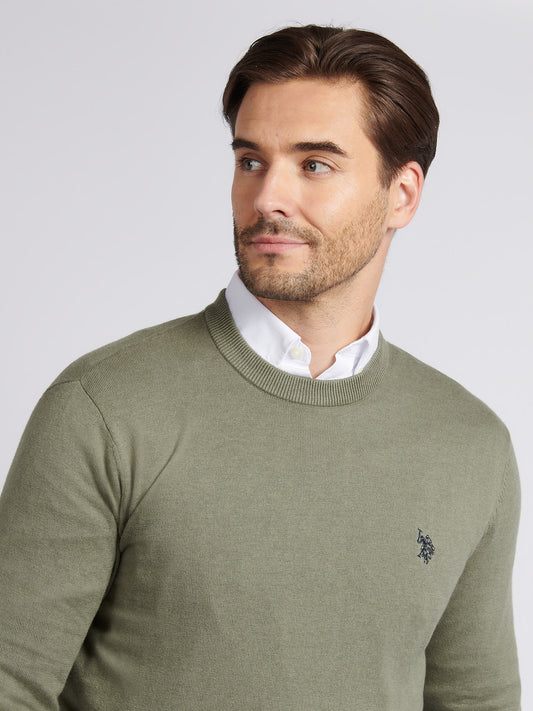 Mens Cotton Crewneck in Iceberg Green