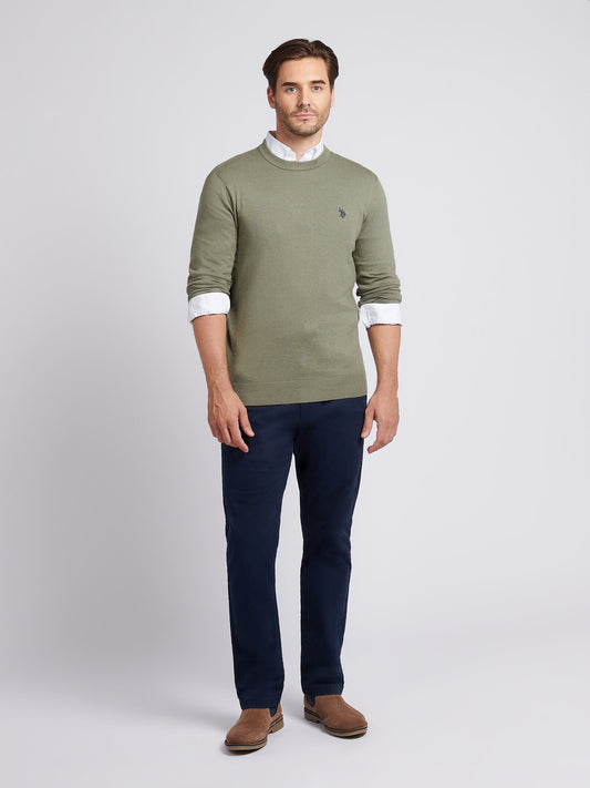 Mens Cotton Crewneck in Iceberg Green