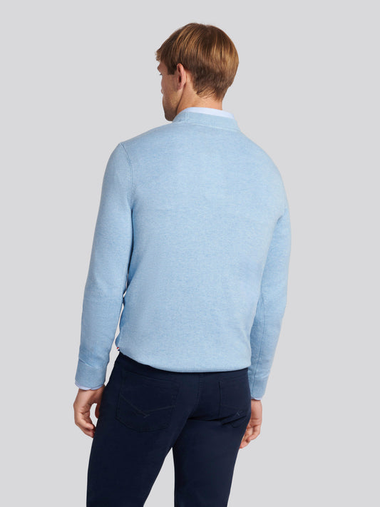 Mens Cotton Crewneck in Parisian Blue Marl
