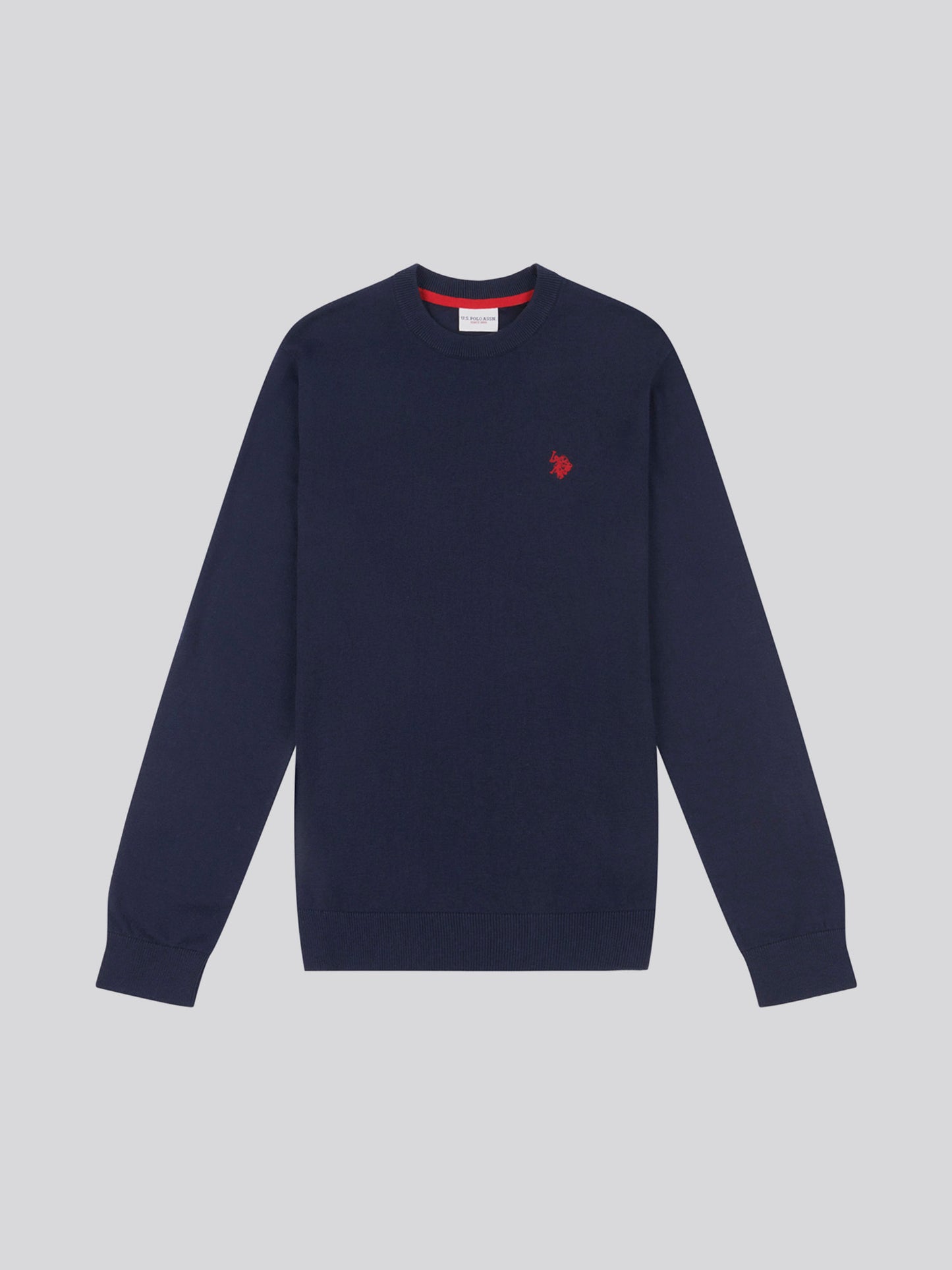Mens Cotton Crewneck in Dark Sapphire Navy / Haute Red DHM
