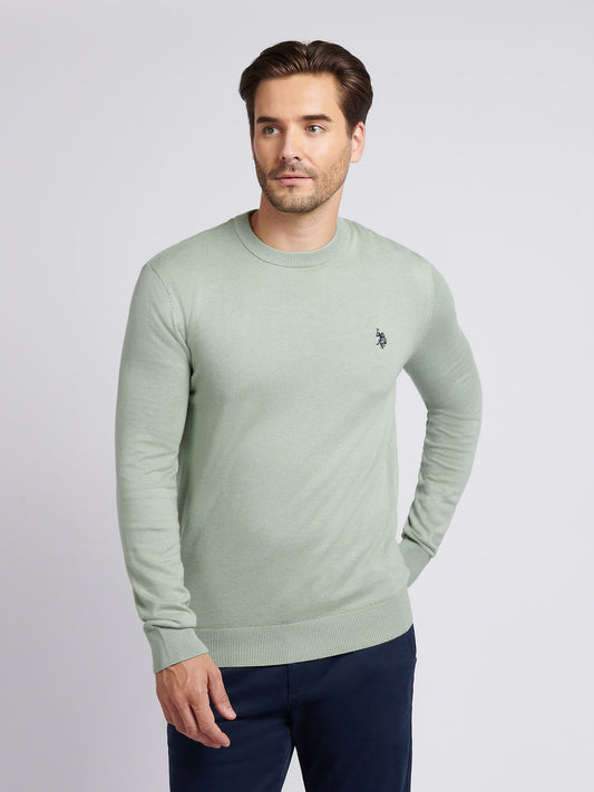 Mens Cotton Crewneck in Mulled Basil