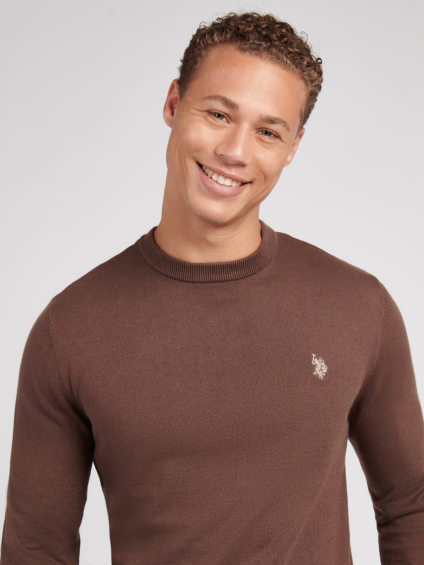 Mens Cotton Crewneck in Chocolate Martini