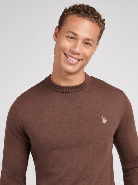 Mens Cotton Crewneck in Chocolate Martini