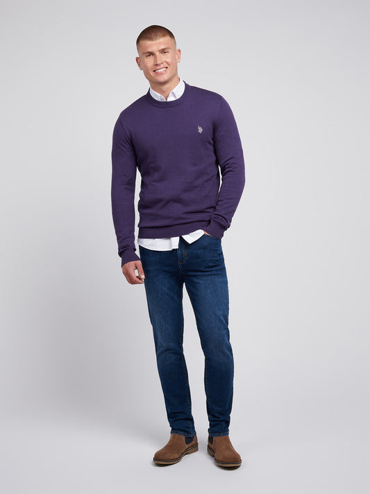 Mens Cotton Crewneck in Purple Plumeria