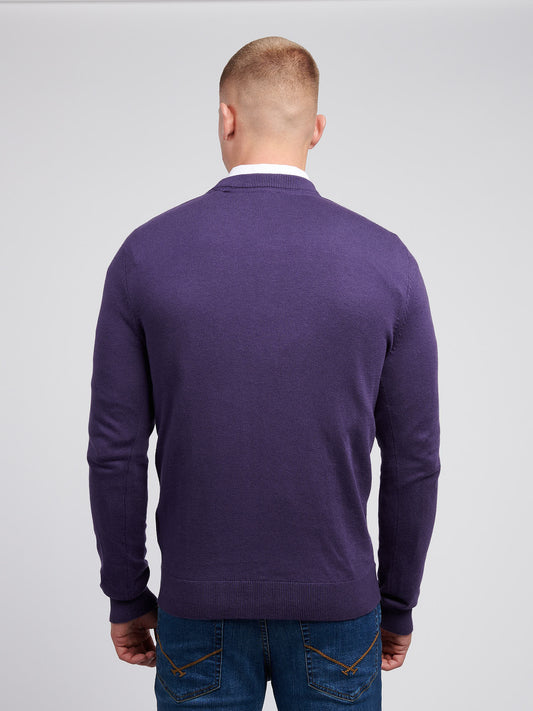 Mens Cotton Crewneck in Purple Plumeria