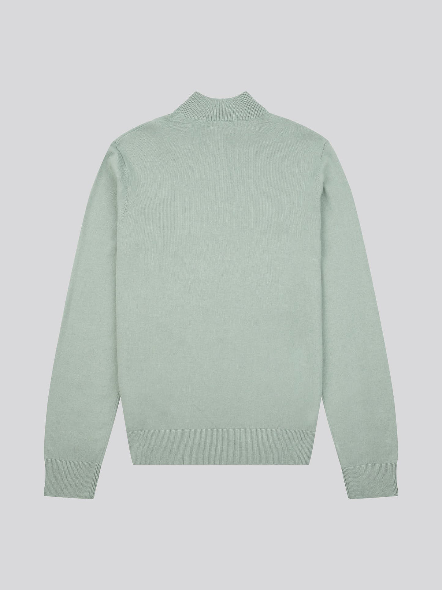 Mens Cotton Funnel Neck 1/4 Zip Knit in Chinois Green