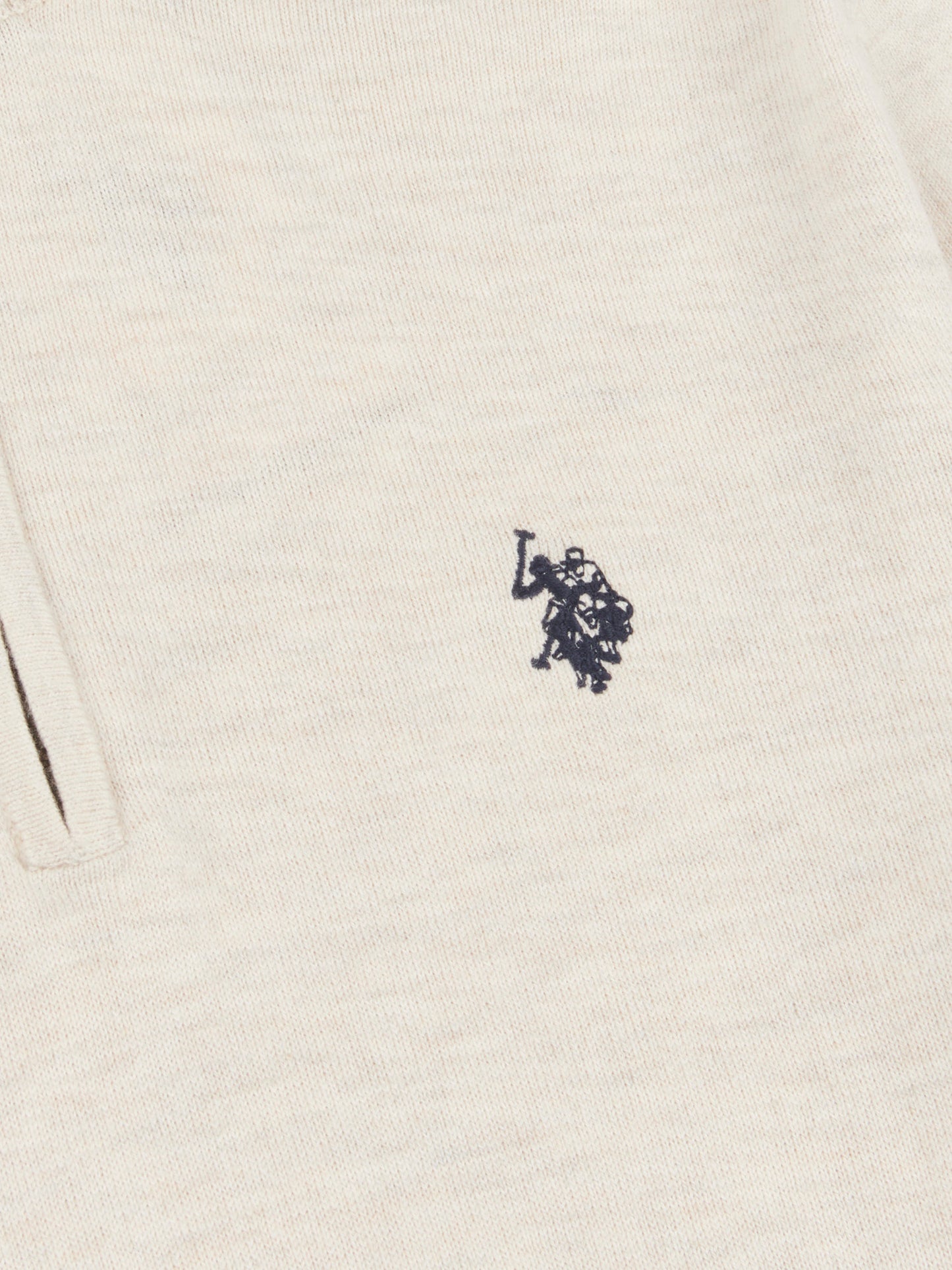 Mens Cotton Funnel Neck 1/4 Zip Knit in Birch Marl