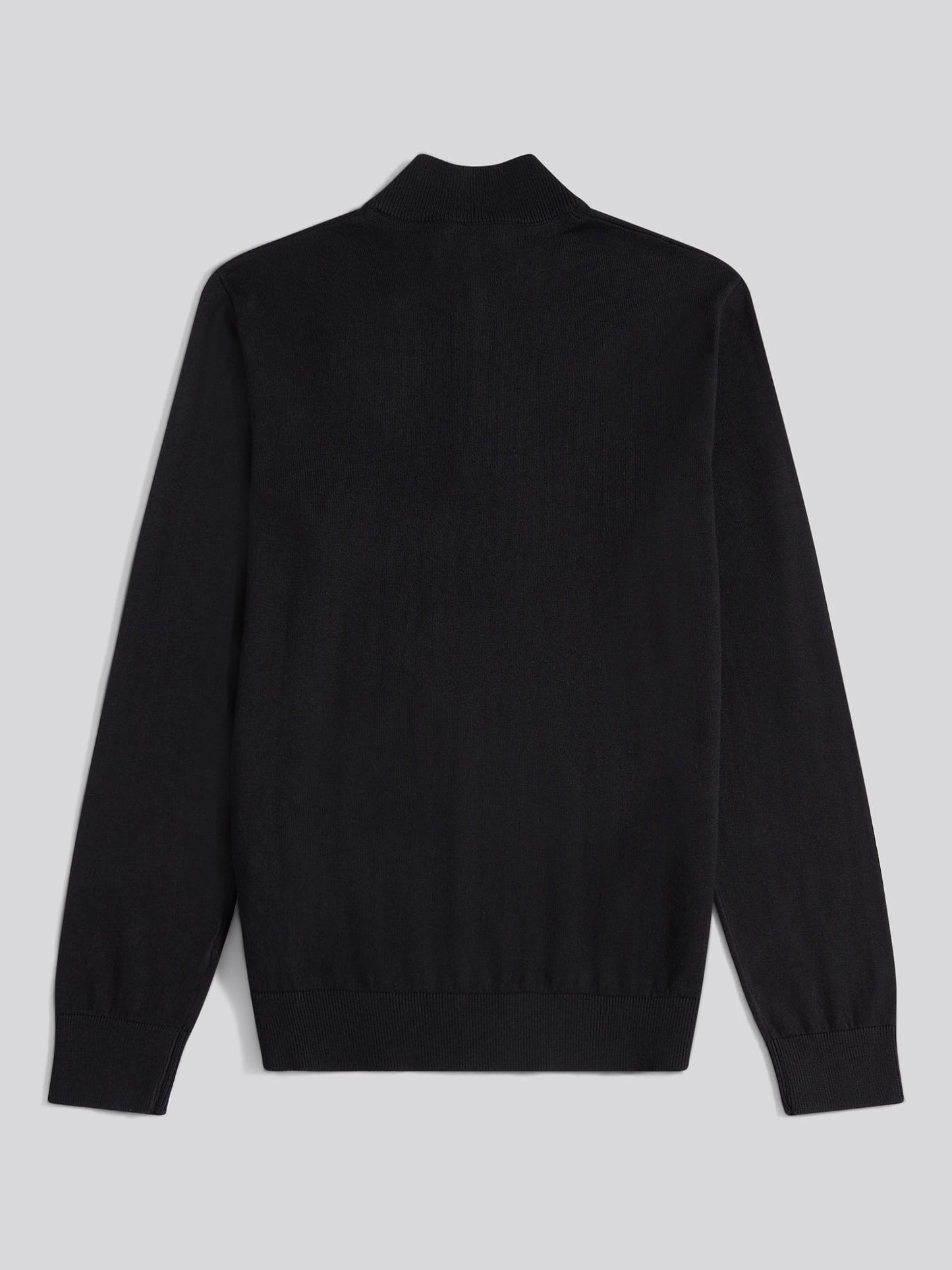 Mens Cotton Funnel Neck 1/4 Zip Knit in Black Bright White DHM