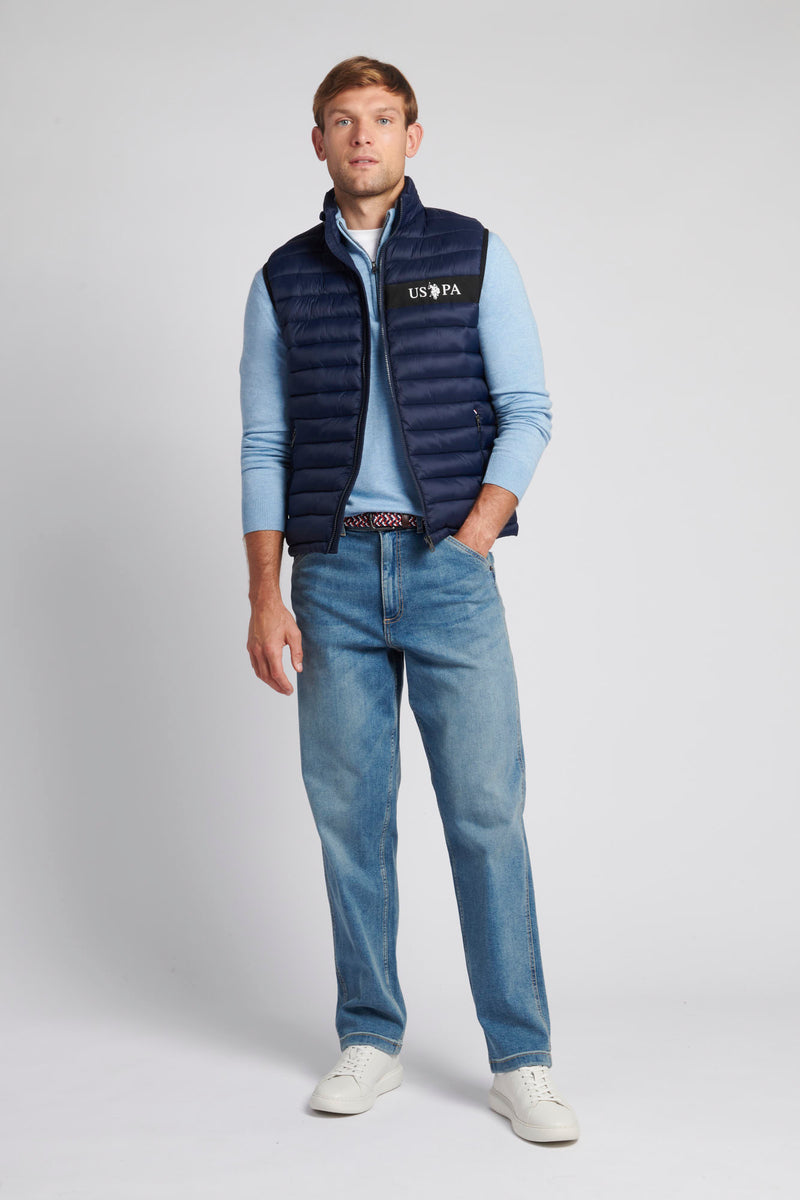 Mens Lightweight Quilted Tape Gilet in Navy Blue