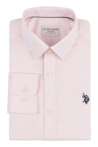 Mens Long Sleeve Poplin Shirt in Chalk Pink