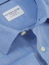 Mens Long Sleeve Dobby Texture Shirt in Navy Blue