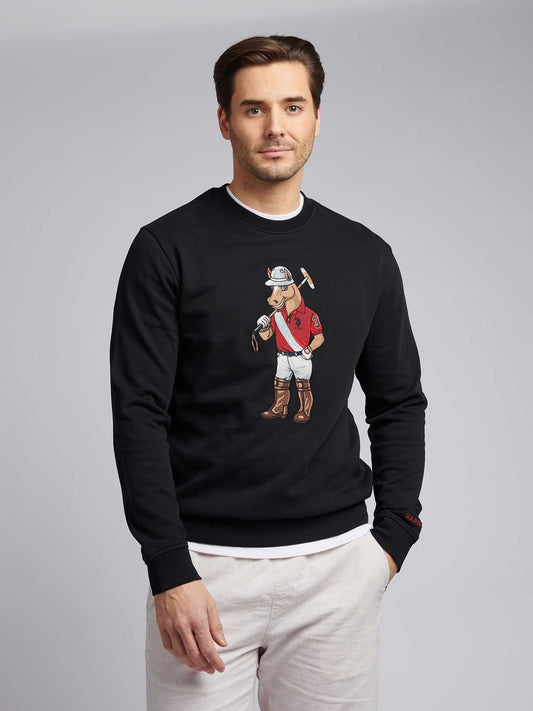 Mens USPA Chuck Loopback Crew Sweat in Black