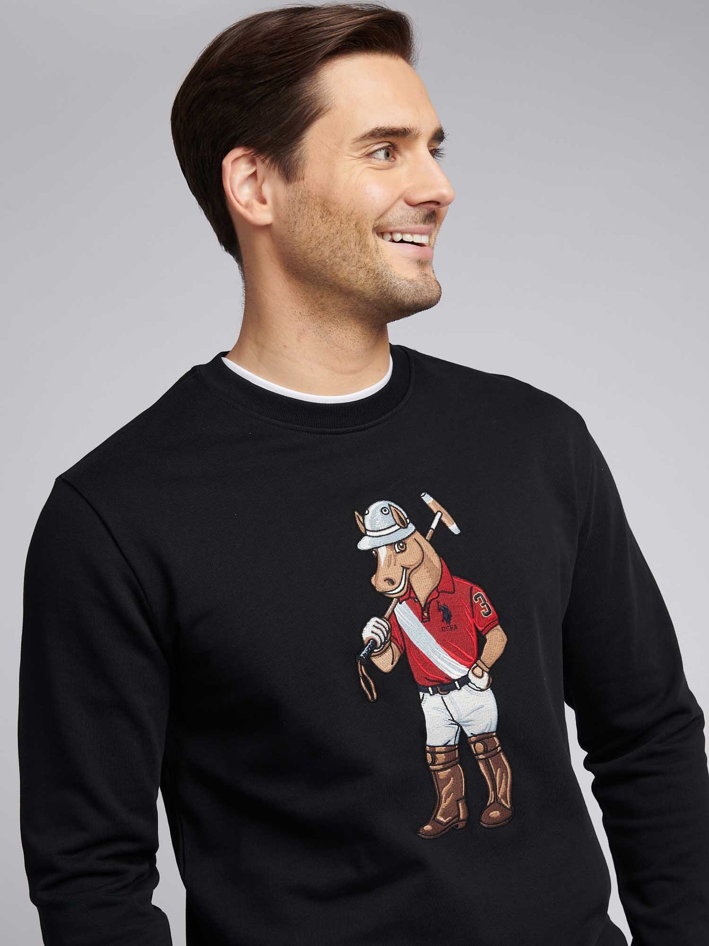 Mens USPA Chuck Loopback Crew Sweat in Black