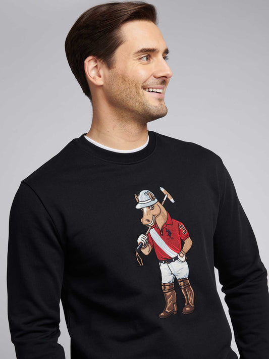 Mens USPA Chuck Loopback Crew Sweat in Black