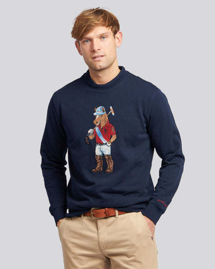 Mens USPA Chuck Loopback Crew Sweat in Dark Sapphire Navy