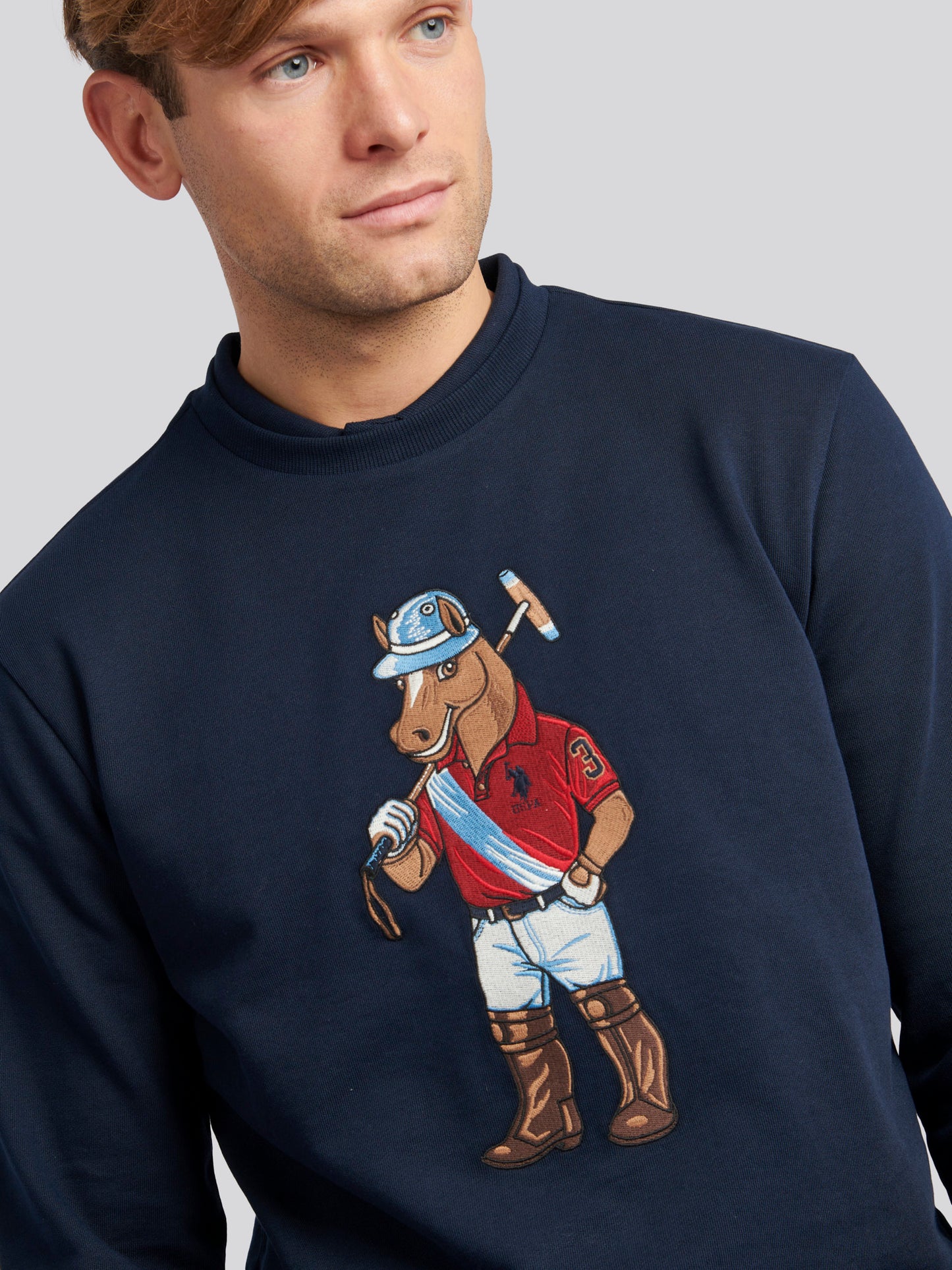 Mens USPA Chuck Loopback Crew Sweat in Dark Sapphire Navy