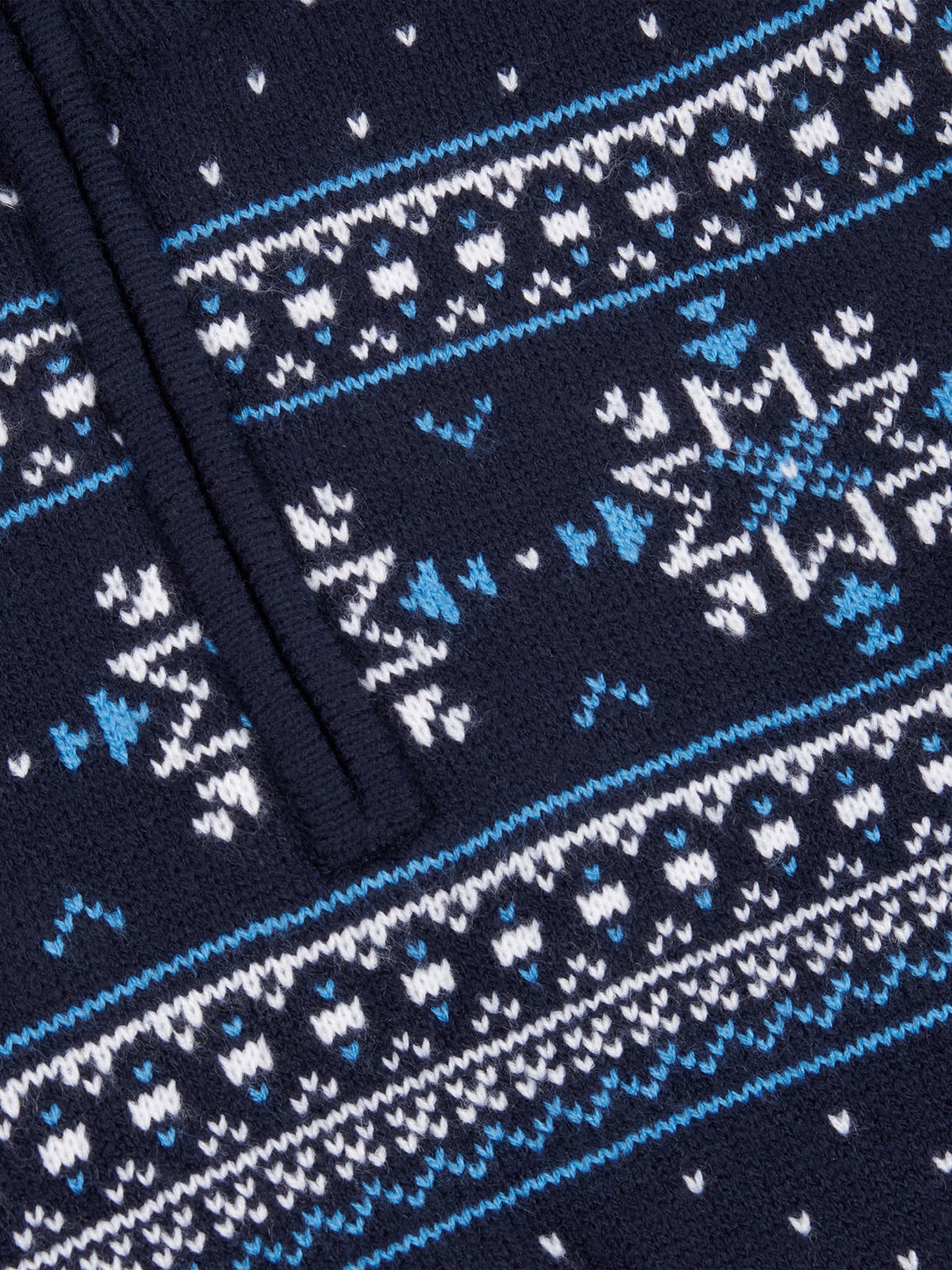 Mens Quarter Zip Fair Isle Sweatshirt in Navy Blue