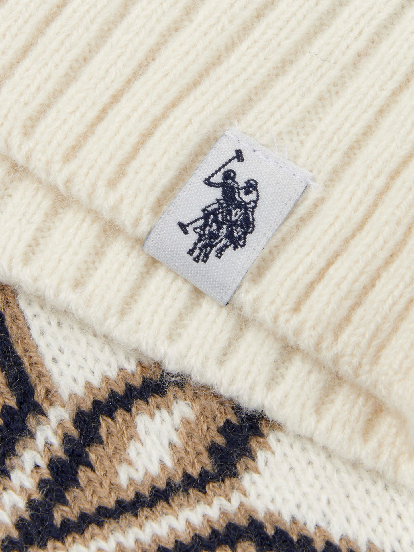 Mens Fair Isle Crew Neck Jumper in Tofu