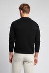 Mens Crew Neck Knitted Jumper in Black Steeple Grey DHM
