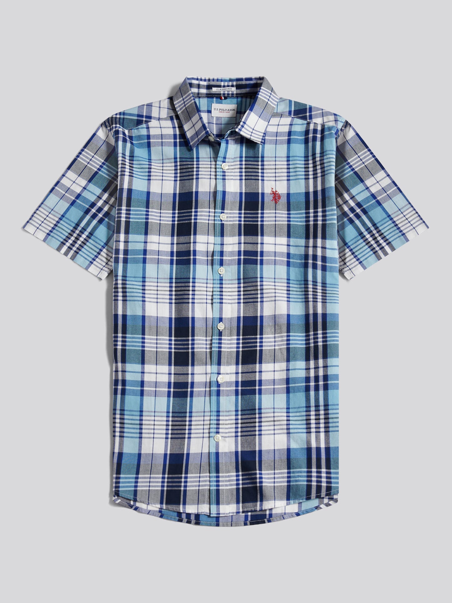 Mens Summer Madras Check Short Sleeve Shirt Riviera