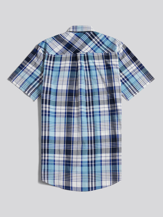 Mens Summer Madras Check Short Sleeve Shirt Riviera