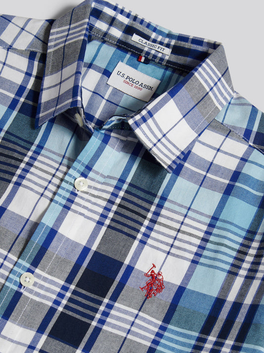 Mens Summer Madras Check Short Sleeve Shirt Riviera