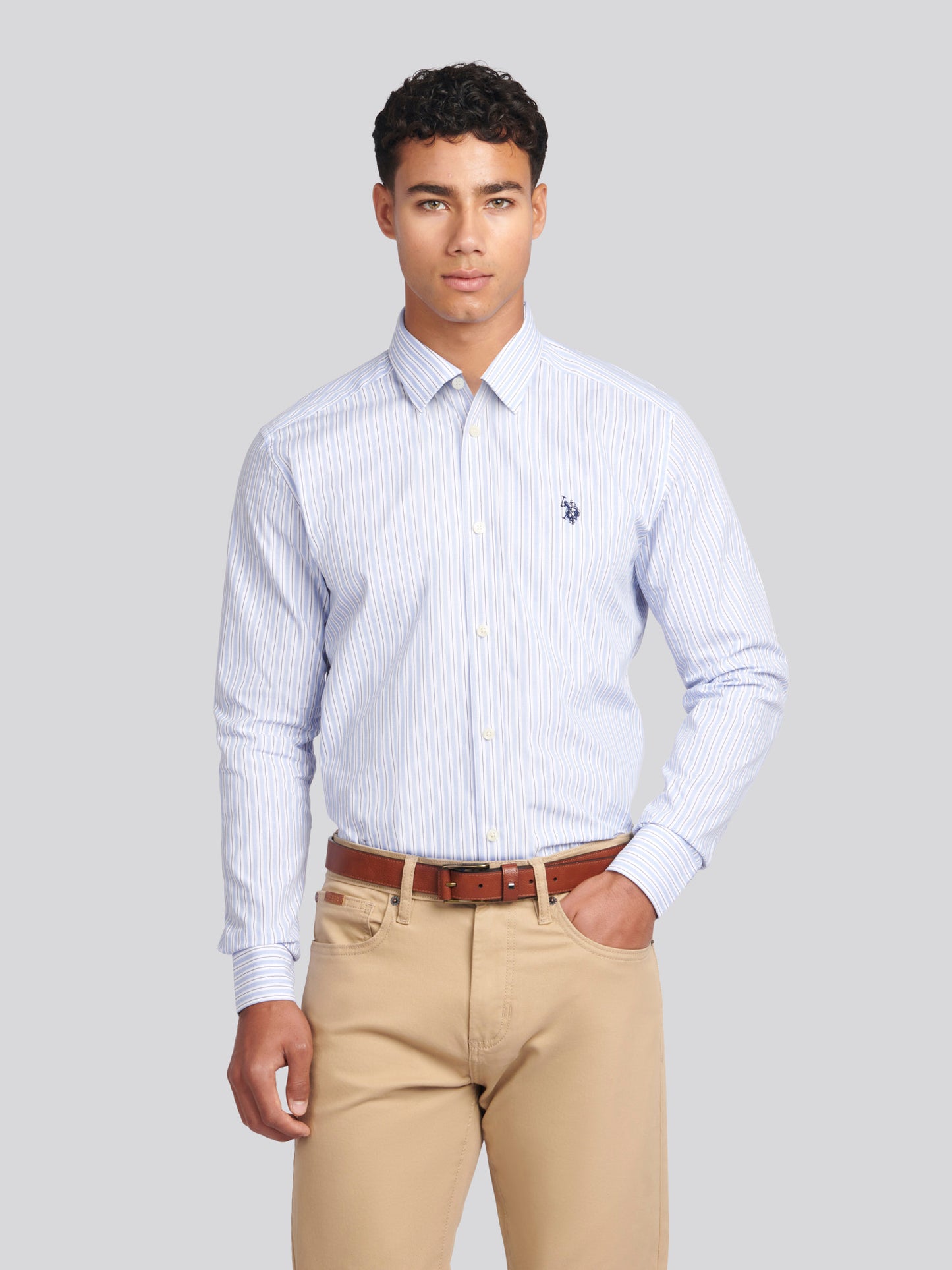 Mens Multi Stripe Shirt in Skyway