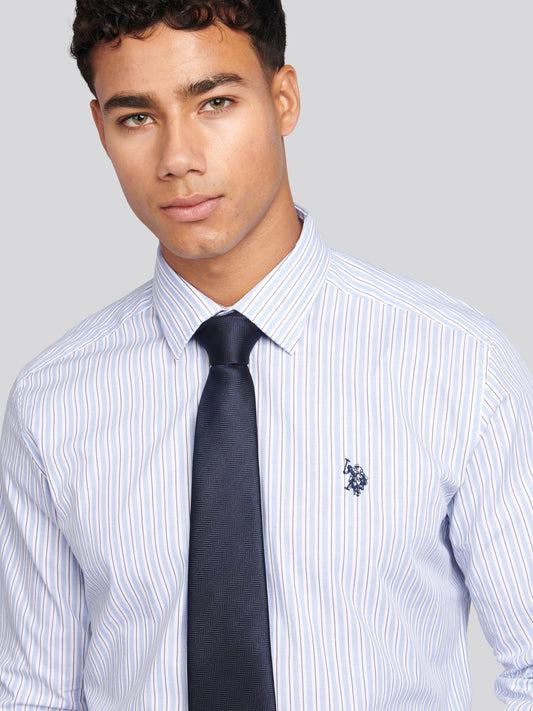 Mens Multi Stripe Shirt in Skyway