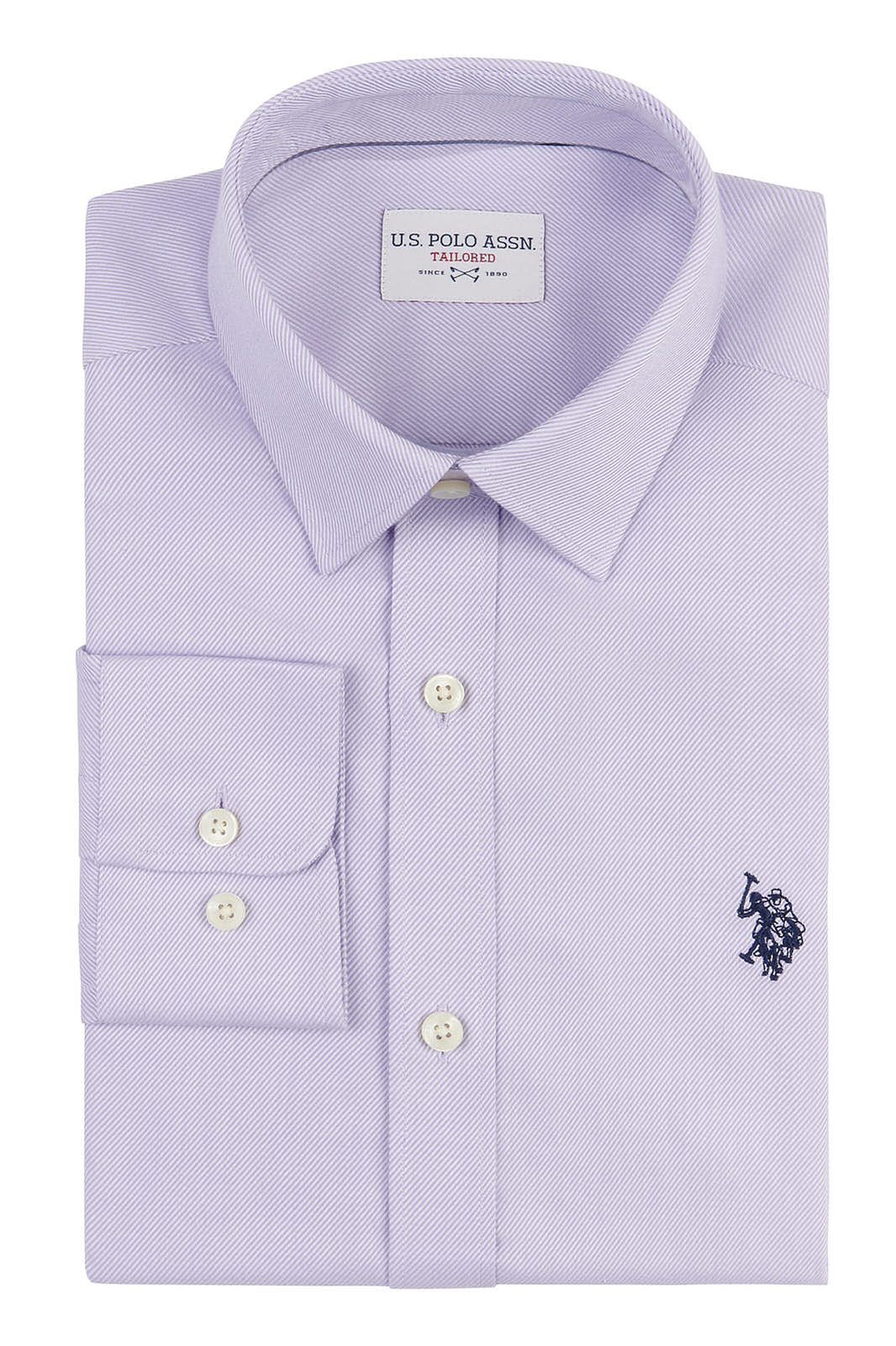 Mens Long Sleeve Royal Twill Shirt in Pastel Lilac