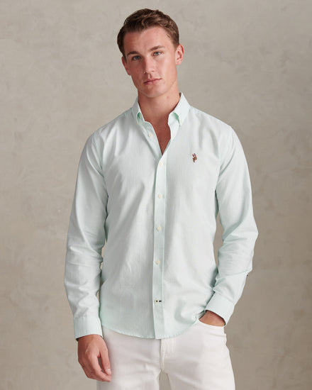 Mens Oxford Stripe  Shirt Ice Green