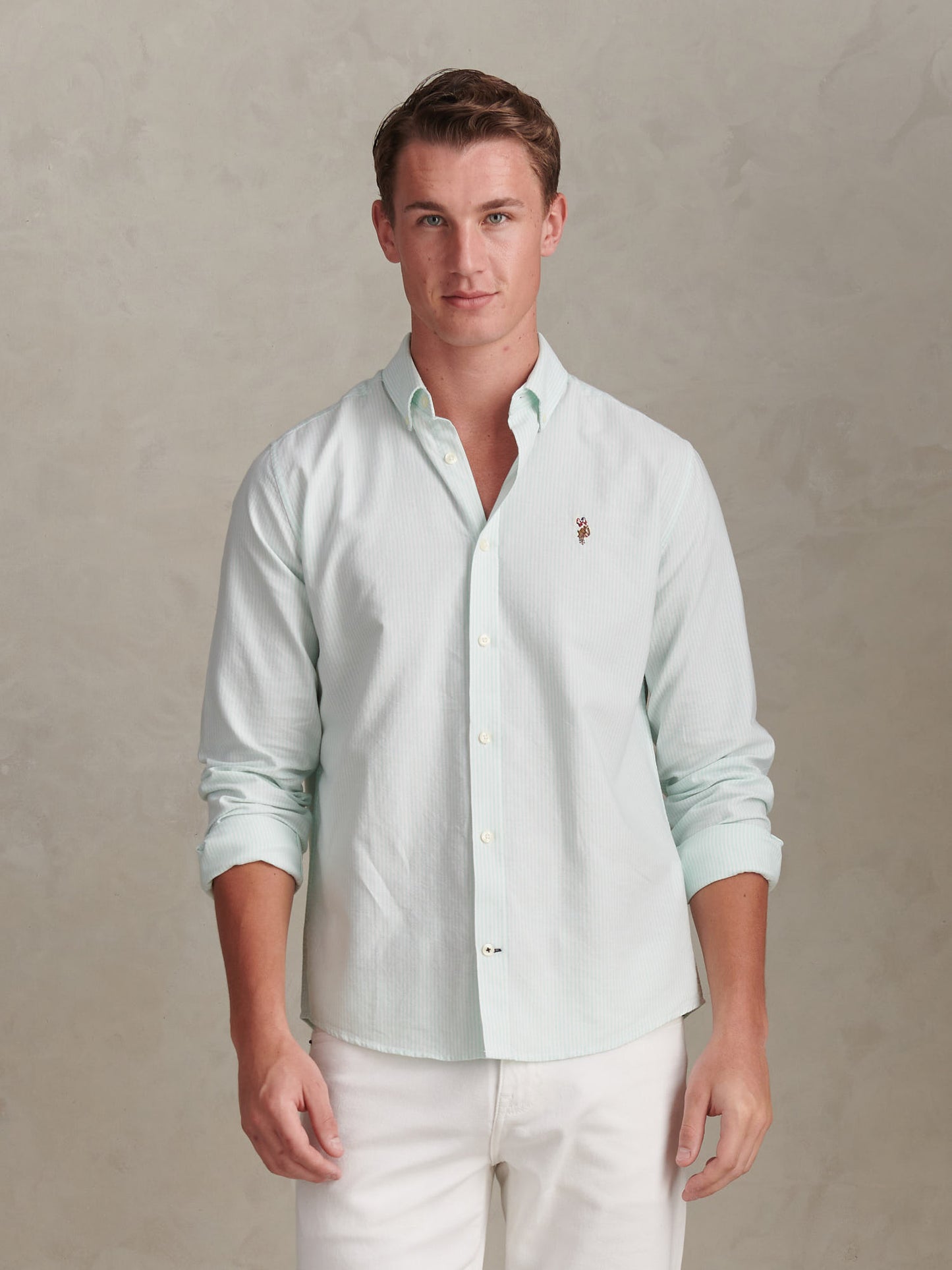 Mens Oxford Stripe  Shirt Ice Green