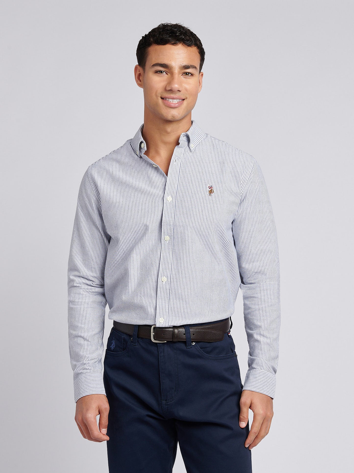 Mens Oxford Stripe  Shirt Dark Sapphire Navy