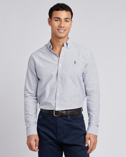 Mens Oxford Stripe  Shirt Dark Sapphire Navy